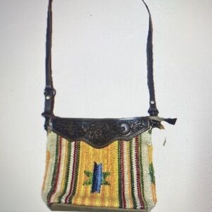 Artisan Crossbody Bag with Leather Trim
